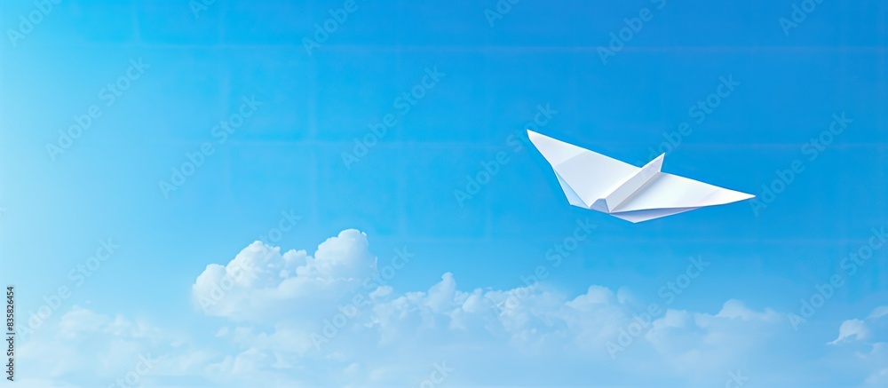 Poster yellow handmade paper plane isolated on a white background with copy space image available for text 