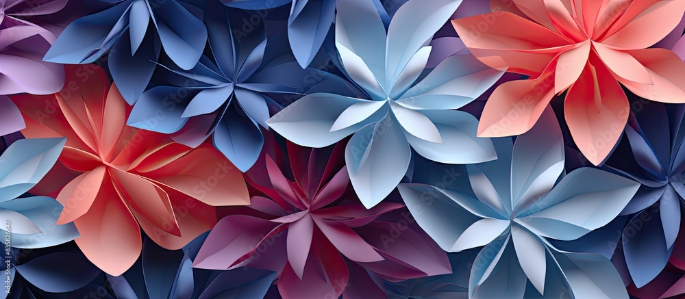 Poster origami paper with a blue and white pattern on a plain background, providing a neutral setting for c