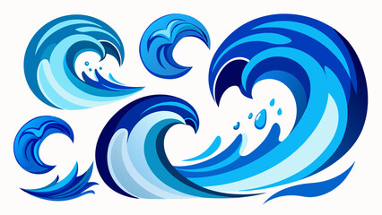 Blue Waves Set. Liquid shape elements