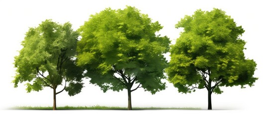 Forest scenery with lush green trees against a transparent background suitable for print and web with copy space image.