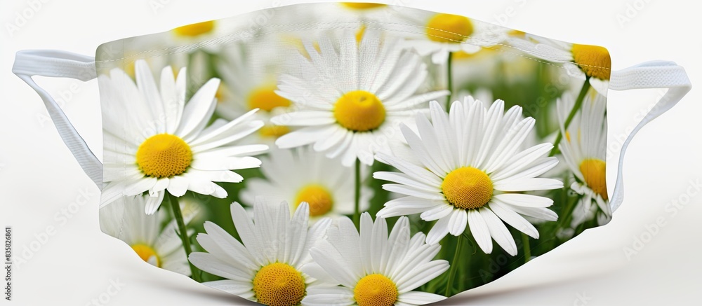 Poster spring grass and daisy wildflowers set against a plain background for easy editing with copy space i