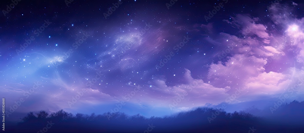 Poster capturing a celestial scene with a grainy, soft-focus backdrop, showcasing the milky way against a s