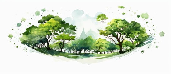 Obraz premium A lush, vibrant tree in natural surroundings against a blue sky, creating a serene and peaceful setting for a copy space image opportunity.