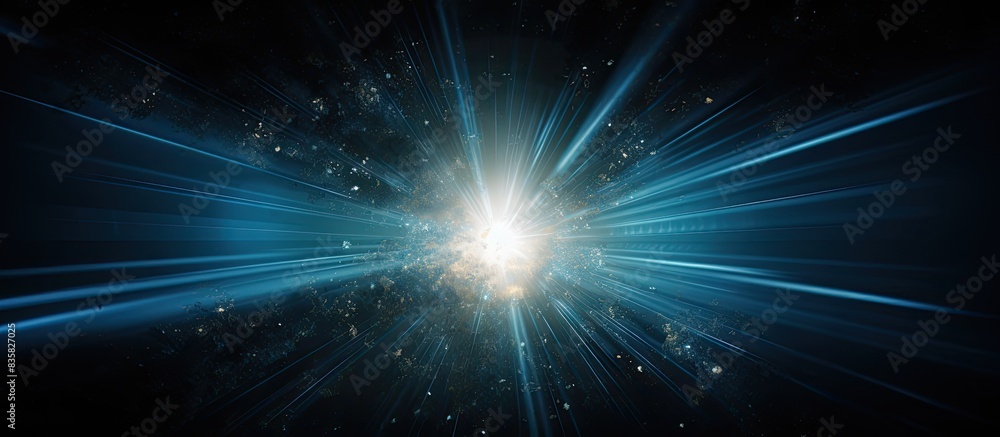 Poster horizontal frame showcasing a digital lens flare against a black background with copy space image.