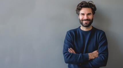 Obraz premium The smiling man in sweater