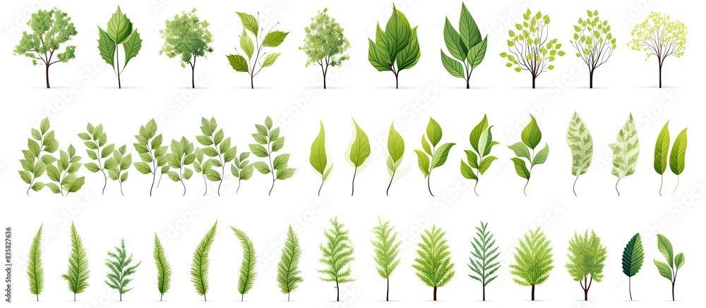 Sticker exotic tropical trees isolated on a white background, perfect for design with copy space image.