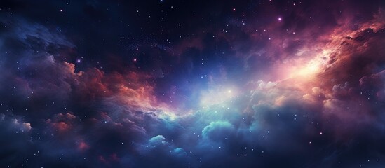 Nighttime astronomy photograph capturing the Milky Way galaxy and a star in the universe; a stunning outer space image with nebula features and ample room for adding text.