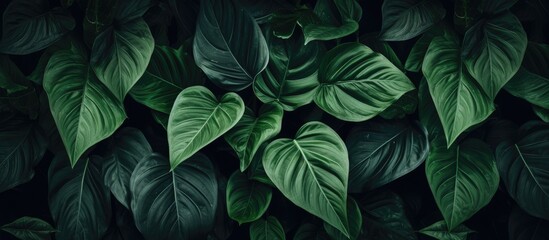 Large green leaves with natural dew, ideal for a copy space image.