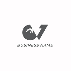 logo design creative letter V and mountain