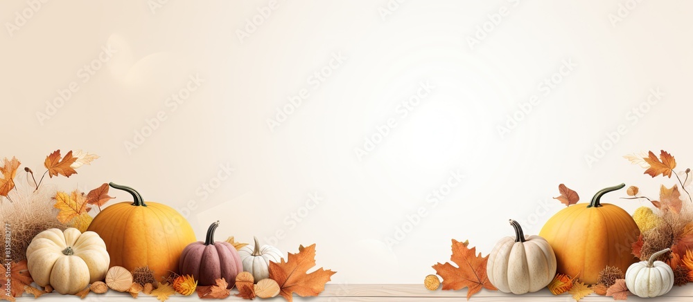 Canvas Prints an autumn-themed arrangement of dried flowers on an orange backdrop with ample copy space for a fall