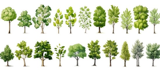 Obraz premium Collection of an isolated tree set on a white background perfect for copy space images.