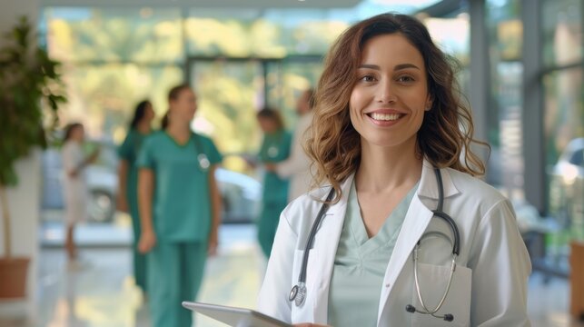 The smiling female doctor