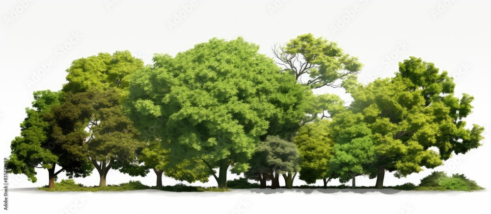 Poster single spring tree featured on a white background with space for text or other images. copy space im