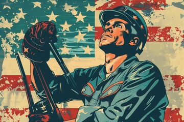 A retro-style propaganda poster promoting the virtues of maintenance as a patriotic duty generated by AI