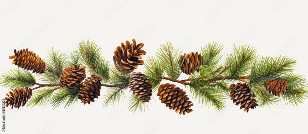 Poster pine cone displayed against a white backdrop with ample copy space image.