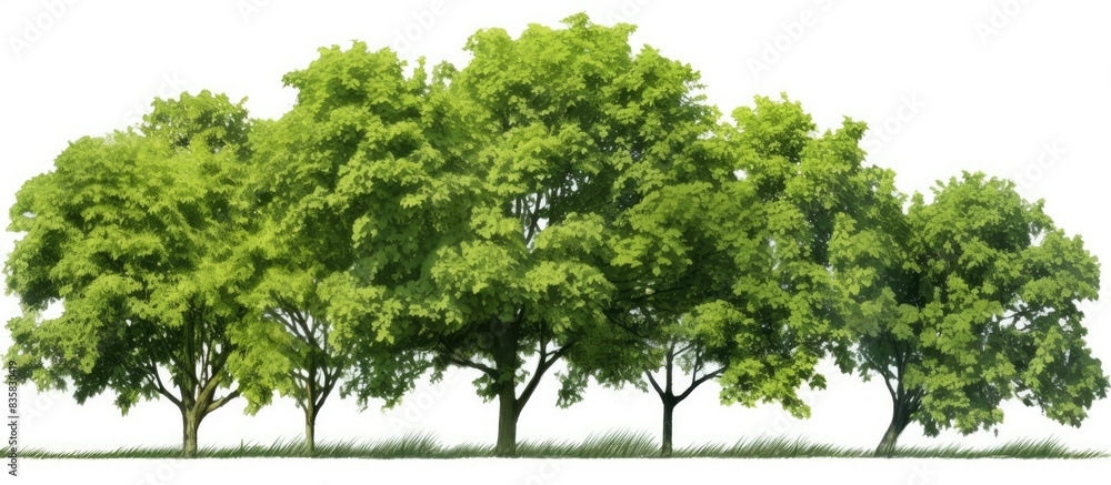 Poster trees with green foliage standing alone, suitable for both print and web use, featuring a clear back