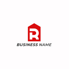 design logo negative space home and letter R