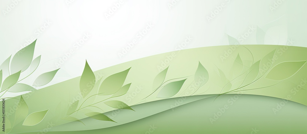 Poster top view of a minimal paper cut style composition with layers of green-toned geometric shapes and li