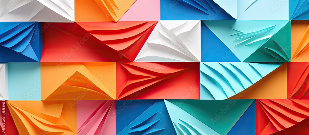 Poster abstract white wallpaper with minimalistic design and copy space image, featuring a layered pattern 