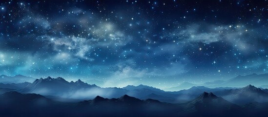 Naklejka premium Nighttime long exposure photography capturing the Milky Way and stars on a high mountain road with a clear view and copy space image.