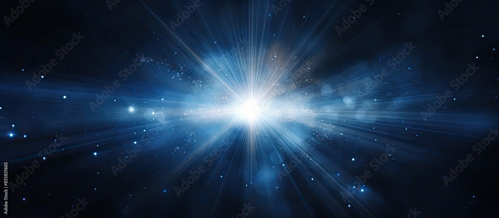 Poster horizontal frame showcasing a digital lens flare against a black background with copy space image.