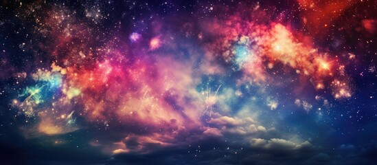 Festive fireworks illuminate the night sky creating a vibrant backdrop for holiday celebrations with copy space image.