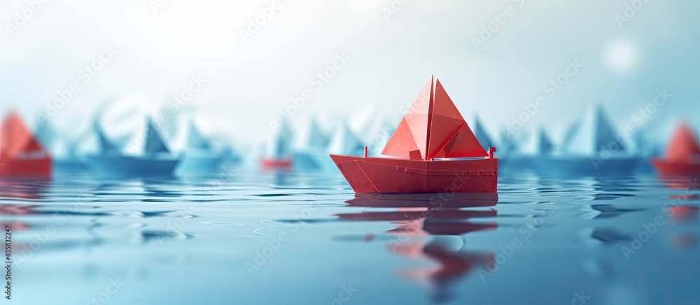 Poster paper boats creating an artistic display on a sheet with ample copy space image.