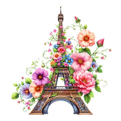 eiffel tower with flower