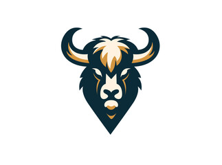 Bison, Bull Head Vector Icon Logo Template