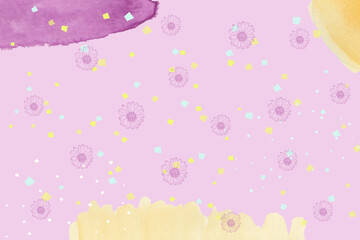 pattern background with flowers line art hand drawn
