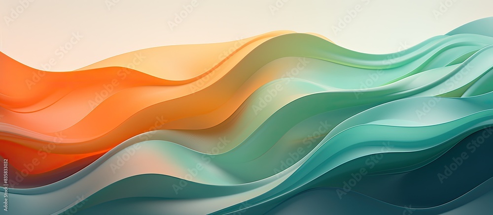 Poster colorful paper sheets shaped like a flower with a curve in a macro shot on an orange backdrop, ideal