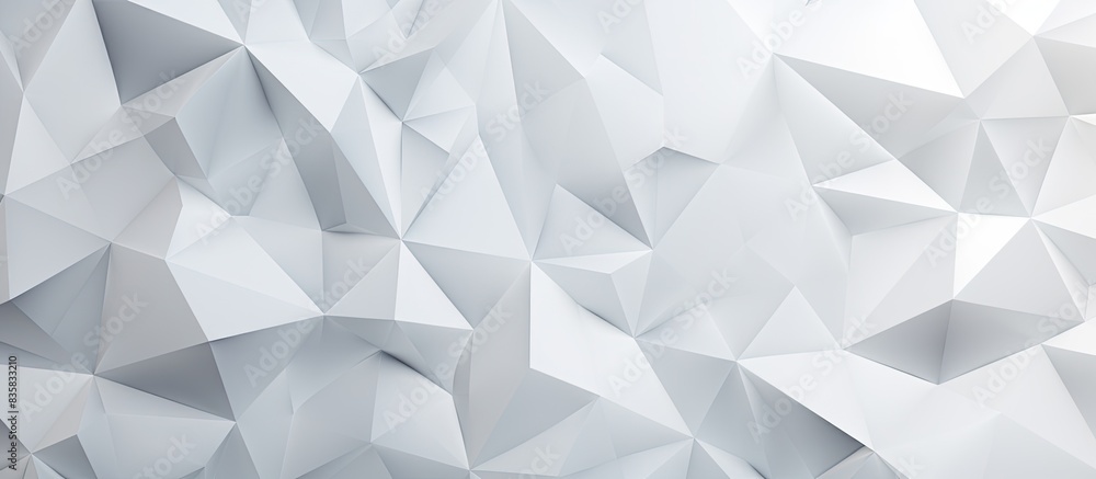 Poster white background with a design of polygons creating an abstract aesthetic, suitable for use as a cop