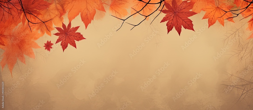 Poster top view of a fall-themed arrangement with vibrant autumn leaves forming a beautiful background, sui