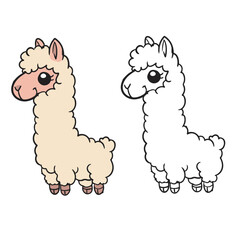 Llama drawing with line art style. simple design outline style. vector illustrations. you can change color you want. easy to edit © Nurul