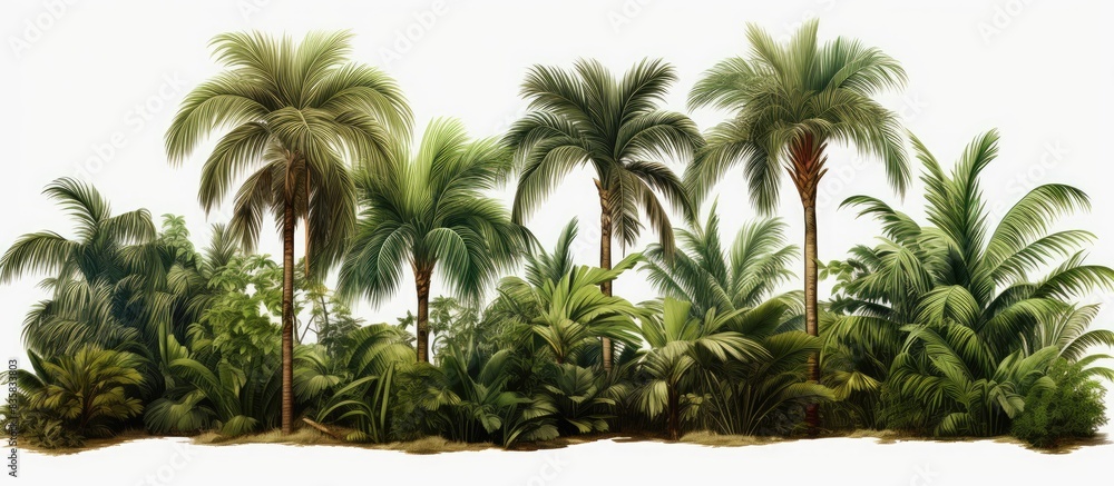 Poster isolated coconut palm tree providing a high-resolution copy space image suited for professional comp