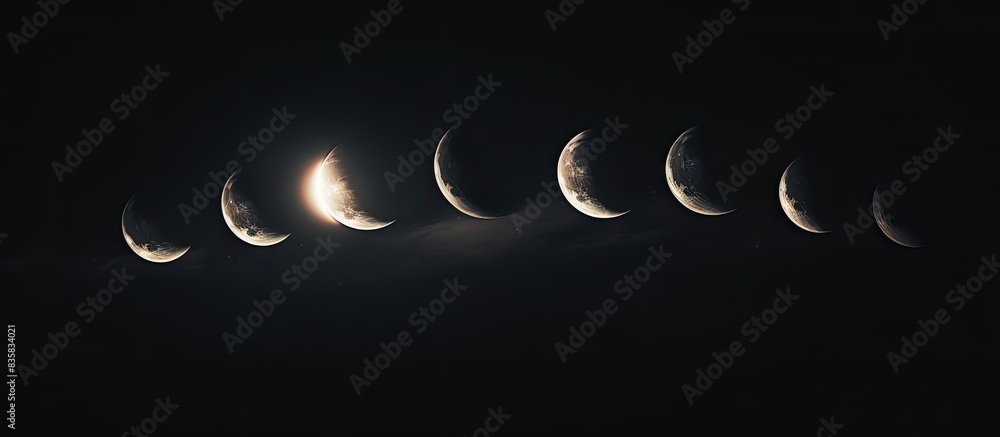 Poster night sky featuring the moon, with a background of stars. copy space image. place for adding text an
