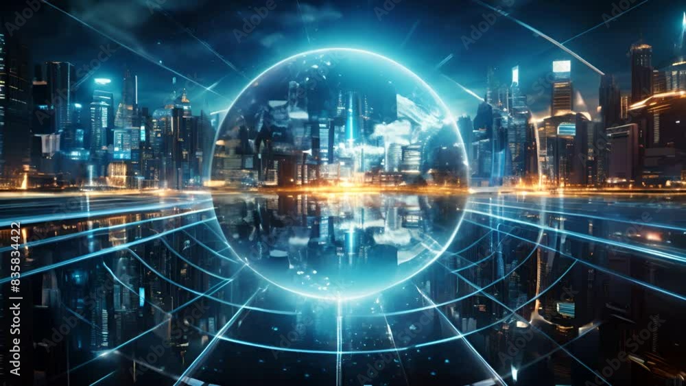 Leinwandbilder An analysis of financial graphs on a virtual touch screen in the future using data science and business analysis and strategy.