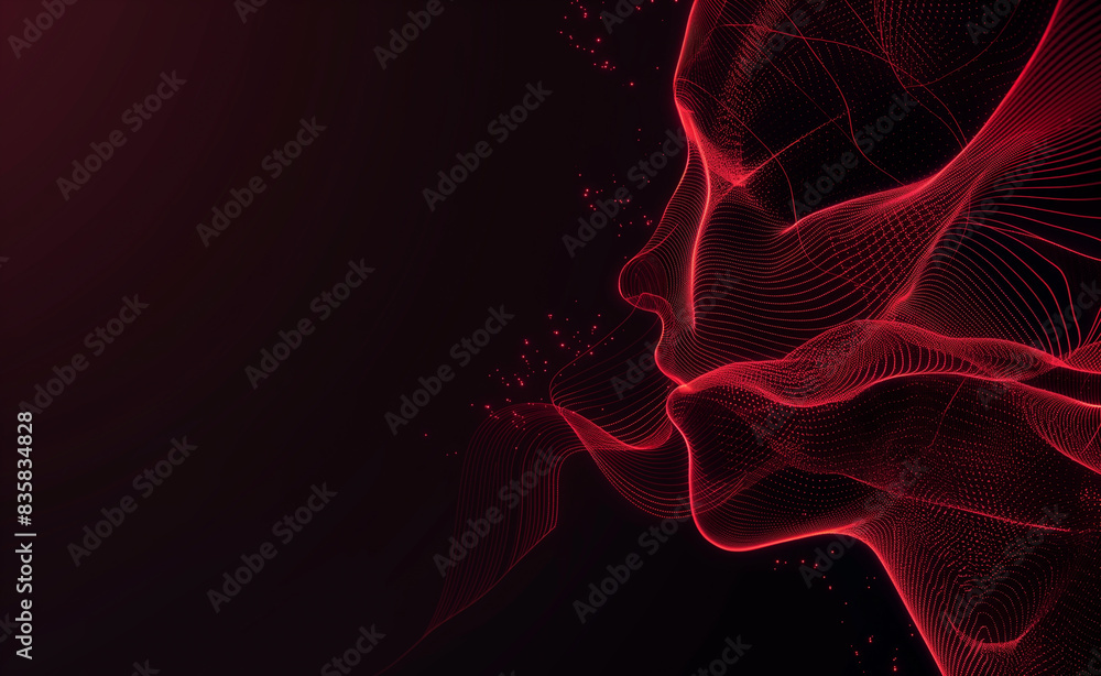 Poster a minimalist depiction of a video call for online tutoring, made from glowing red lines and particle