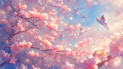 Spring cherry blossom butterfly
