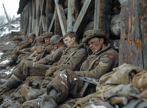 British soldiers take a break during the Battle of Anzio, January 1944