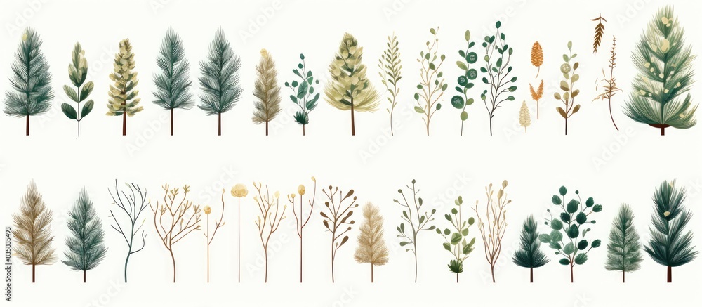 Poster isolated fir branch on a white backdrop with copy space image.