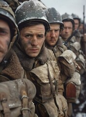 Fototapeta premium A group of soldiers in the snow