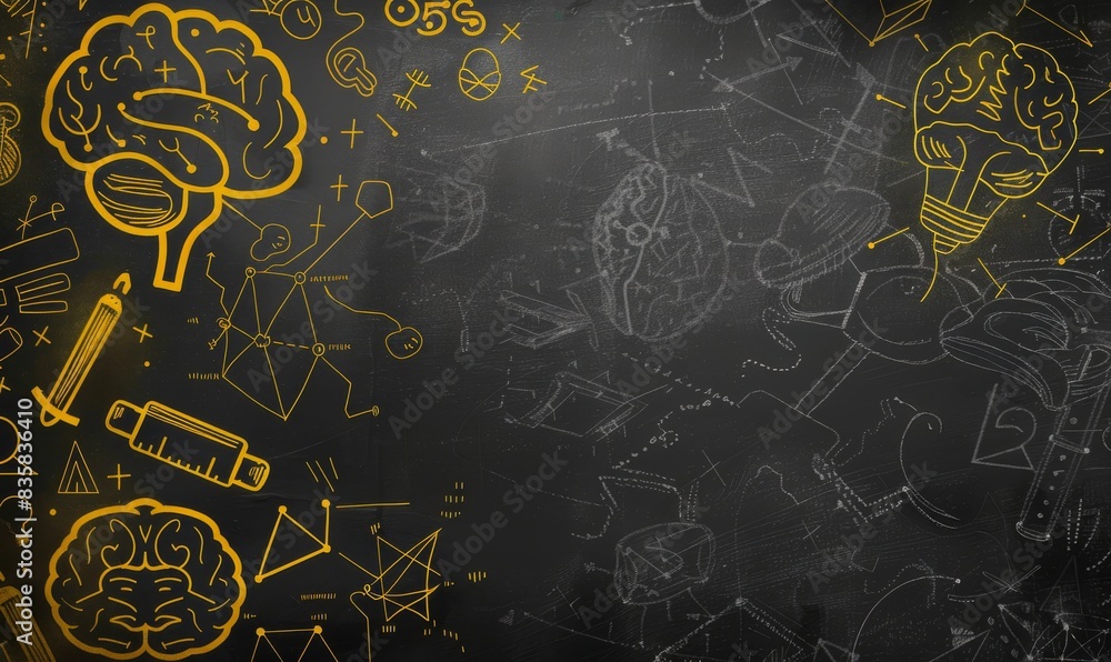 Aufkleber Engage in the creative process of brainstorming using chalkboard art to represent abstract concepts related to science and knowledge. This activity can inspire new ideas and enhance learning