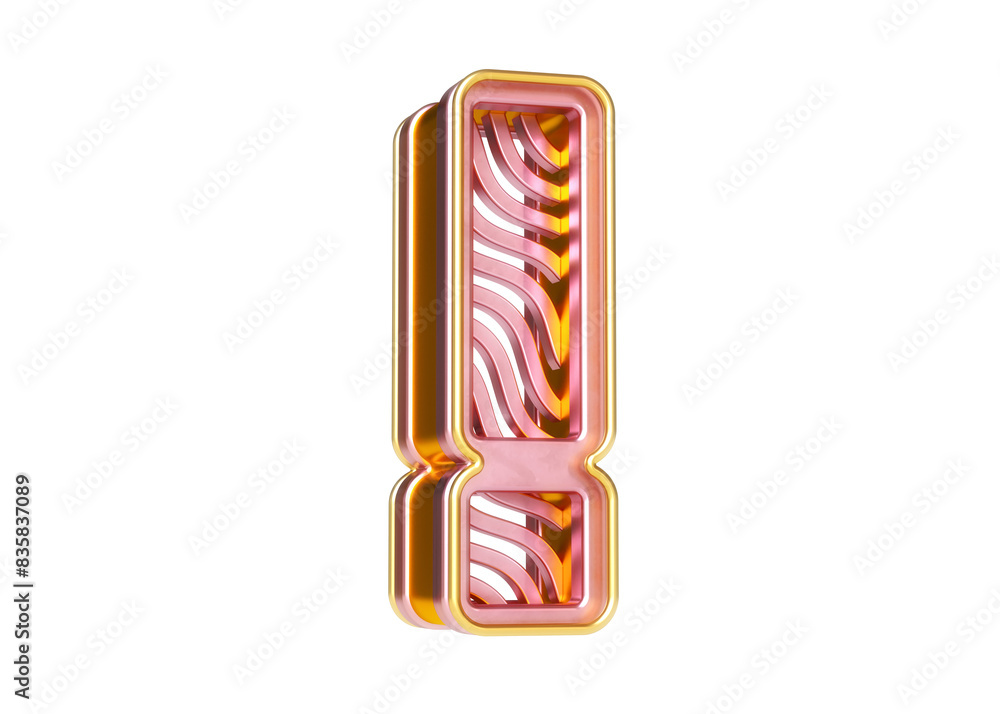 Poster exclamation mark designed with pink gold wavy lines. great for headlines, posters, web ads or print 