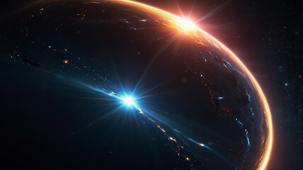 Fototapeta premium space glow star lens flare center 