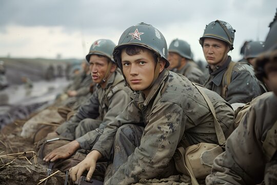 A group of soldiers in the mud during World War II