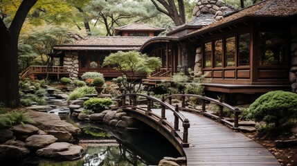 Obraz premium japanese garden with bridge