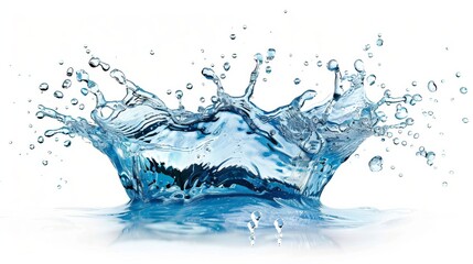 Obraz premium water, splash, vibrant, blue, aquatic, movement, isolated, white, background, ocean, sea, nature, refreshing, liquid, pure, clean, tranquil, serene, tropical, wave, ripples, crystal, clear, reflective