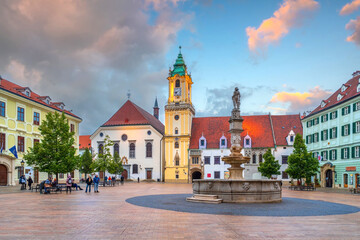 Obraz premium Cityscape image of downtown Bratislava, capital city of Slovakia