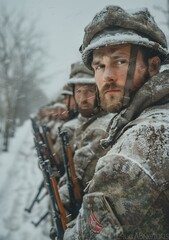 Naklejka premium Soldiers in the snow